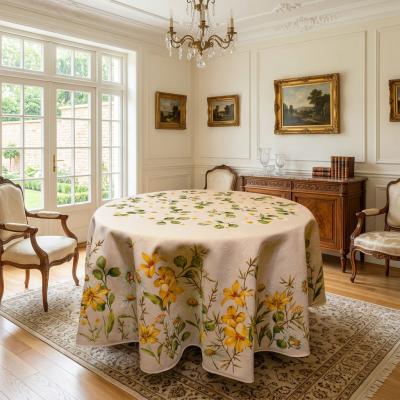 Жакардова покривка с жълти цветя – ф180 см