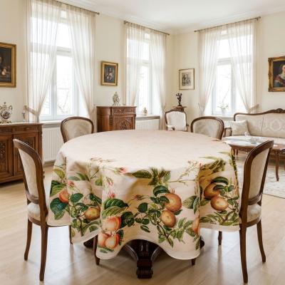 Кръгла жакардова покривка с цитрусов бордюр – ф180 см
