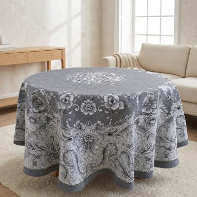 Сива покривка за кръгла маса от жакард - елегантна и необикновена