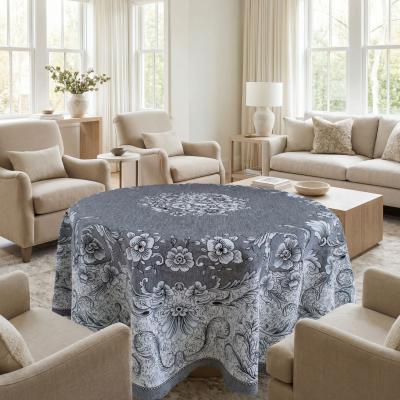 Сива покривка за кръгла маса от жакард - елегантна и необикновена