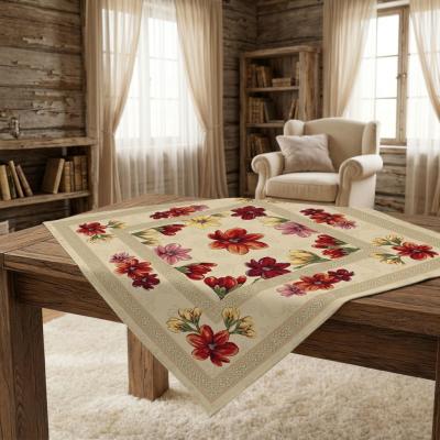 Изискано жакардово каре с едри цветя - пастелни цветове