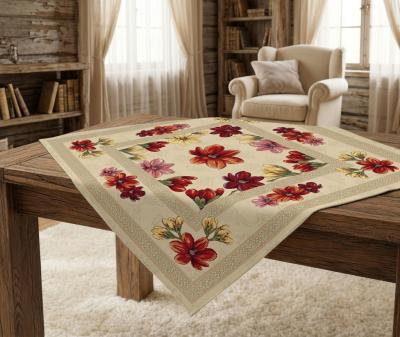 Изискано жакардово каре с едри цветя - пастелни цветове