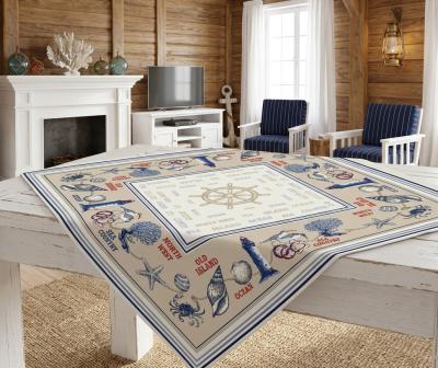 Жакардово каре с морски мотиви 100x100 см – стил и свежест с морско вдъхновение