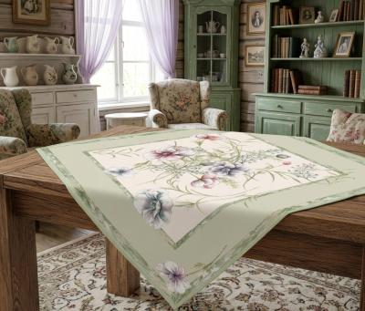 Жакардово каре с флорален мотив – 90х90 см, пастелни цветове