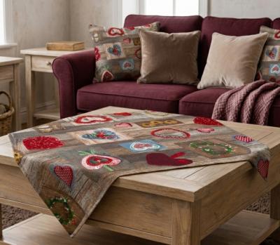 Каре за маса - шеби шик, сърца с спокойни пастелни цветове