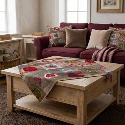 Каре за маса - шеби шик, сърца с спокойни пастелни цветове