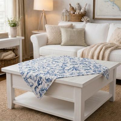 Каре за маса - морска ботаника в синьо – 90 x 90 см