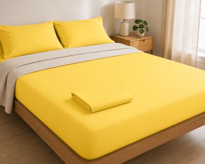 Долен чаршаф от Ранфорс, тъмно жълт - ярко жълт