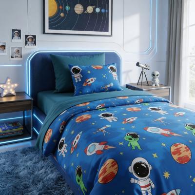 Космическо приключение – детски спален комплект от памучен ранфорс