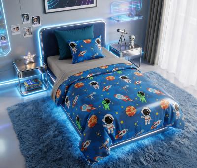 Космическо приключение – детски спален комплект от памучен ранфорс