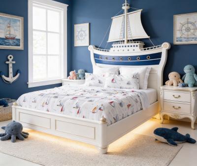 Морски бриз, детски спален комплект от памучен ранфорс