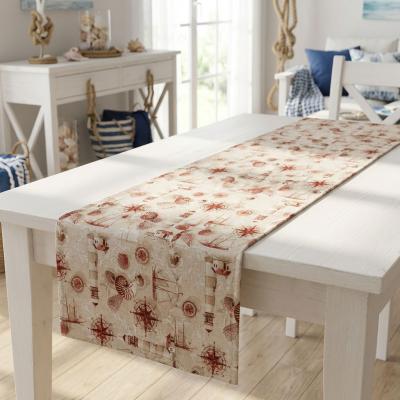 Тишлайфер с морски мотиви - бордо и екрю, тематичен