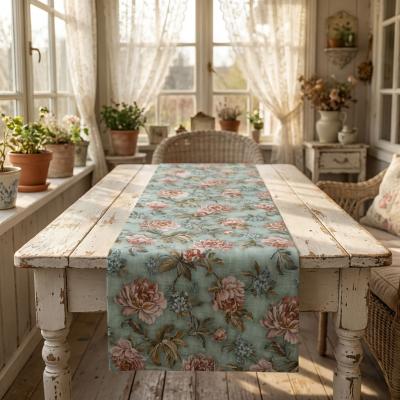 Тишлайфер с винтидж цветя на светлосин фон