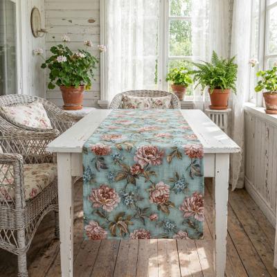 Тишлайфер с винтидж цветя на светлосин фон